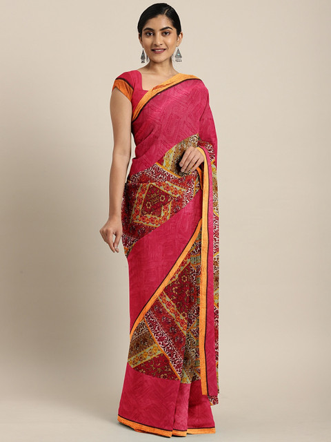 

Triveni Pink Printed Poly Georgette Saree