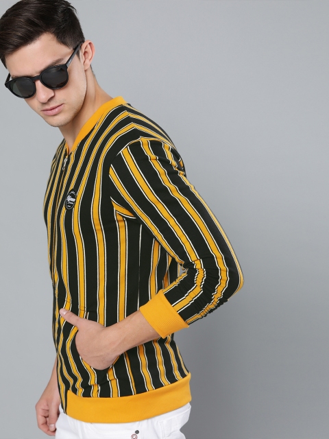 

Difference of Opinion Men Black & Mustard Yellow Striped Sweatshirt