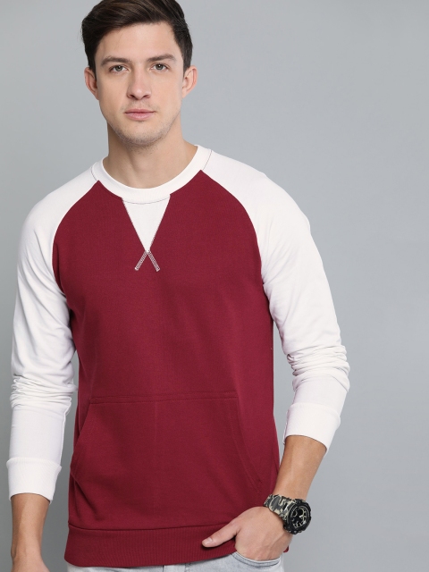 

Difference of Opinion Men Maroon & White Solid Sweatshirt