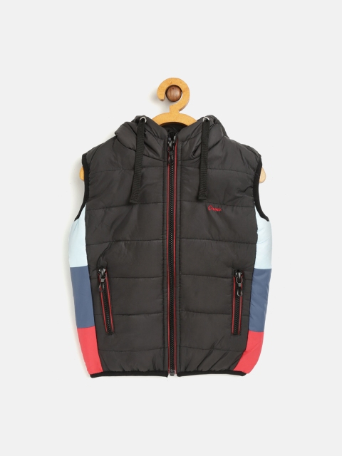 

Orewa Boys Black Solid Hooded Padded Jacket