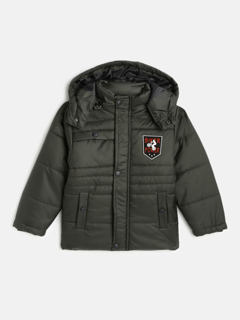 

Orewa Boys Olive Green Solid Padded Jacket