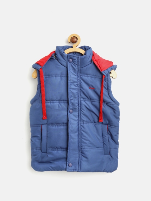 

Orewa Boys Blue Solid Padded Jacket with Detachable Hood
