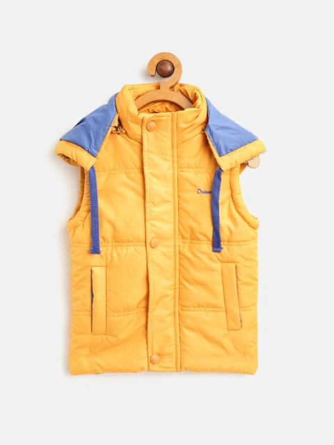 

Orewa Boys Yellow Solid Padded Jacket with Detachable Hood