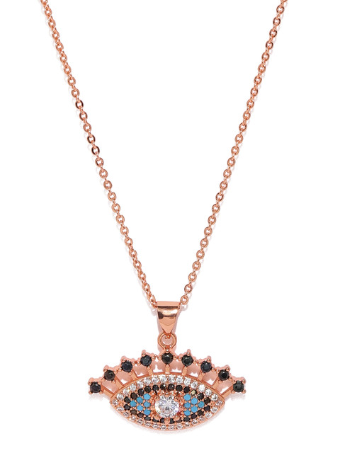 

Tipsyfly Rose Gold-Toned Evil Eye Pendant with Chain