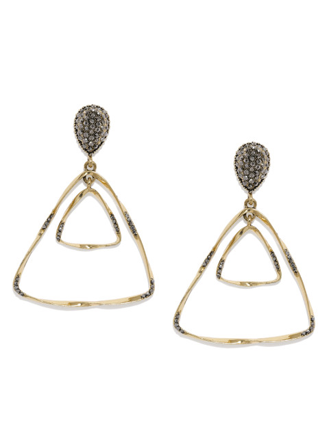 

Tipsyfly Gold-Toned Triangular Drop Earrings