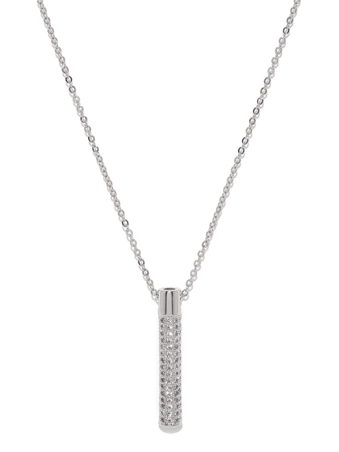 

Tipsyfly Gold-Toned The Bar Drop Pendant with Chain, Silver
