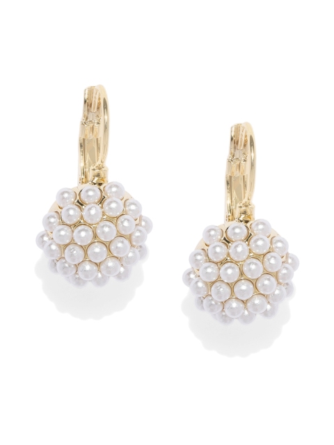 

Tipsyfly Gold-Toned & White Contemporary Drop Earrings