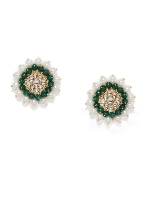 

Tipsyfly White & Green Geometric Oversized Studs