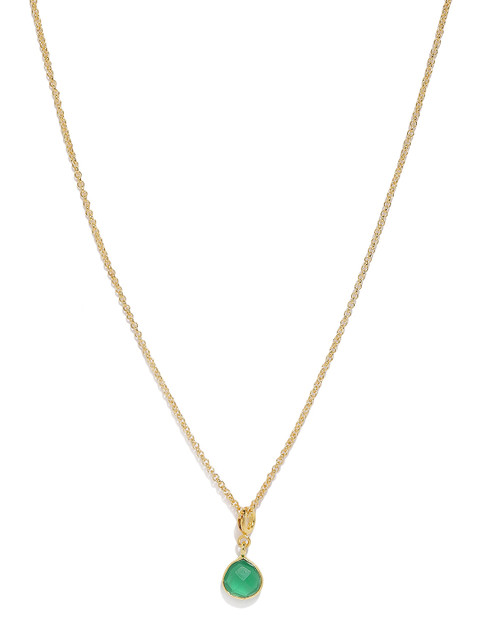 

Tipsyfly Gold-Toned & Green Emerald Studded Geometric Pendant with Chain