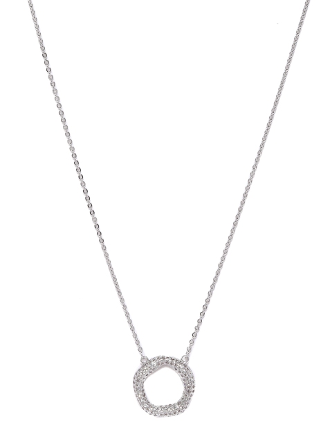 

Tipsfly Women Gold-Toned Infinity Loop Cubic Zirconia Pendant with Chain, Silver