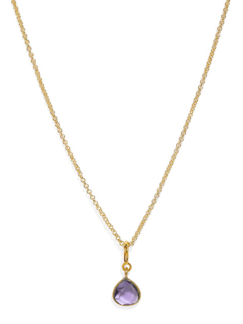 

Tipsyfly Gold-Toned & Purple Amethyst Studded Geometric Pendant with Chain