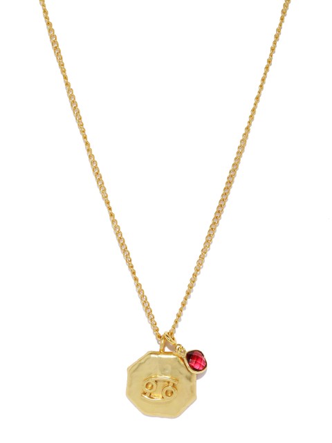 

Tipsfly Women Gold-Toned Cancer Ruby Pendant with Chain