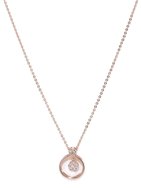 

Tipsfly Women Gold-Toned Ring Pendant with Chain, Rose gold