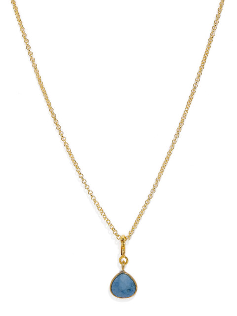 

Tipsyfly Gold-Toned & Blue Sapphire Studded Geometric Pendant with Chain
