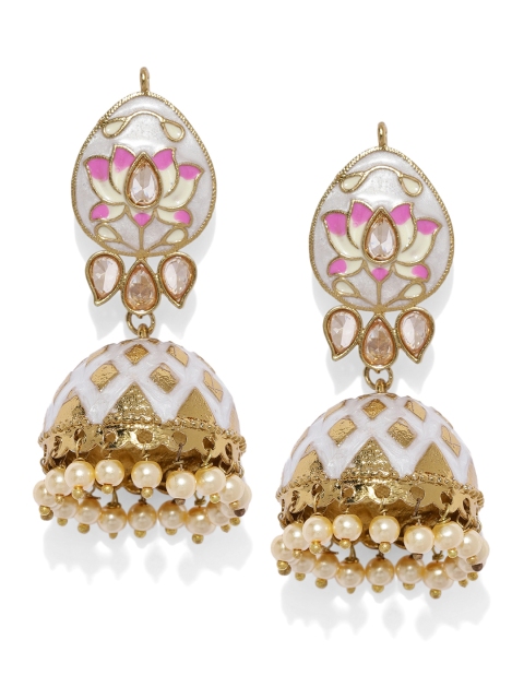 

Tipsyfly Grey & Gold-Toned Dome Shaped Jhumkas