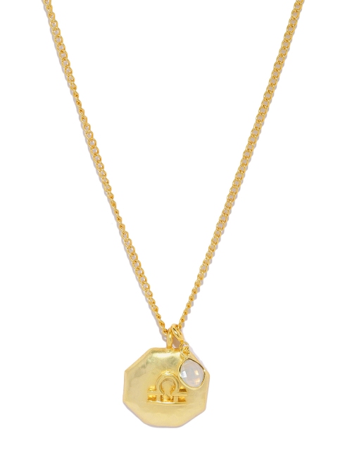 

Tipsyfly Gold-Toned Libra Opal Pendant with Chain