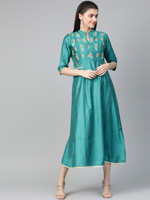 

Shree Women Blue Embroidered A-Line Dress