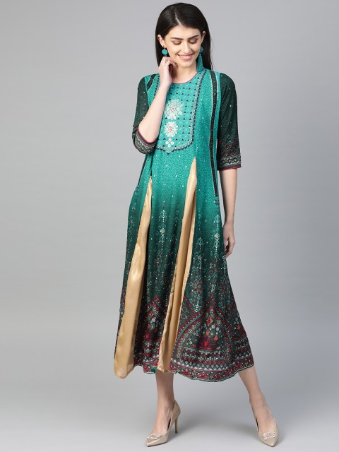 

Shree Women Blue & Beige Printed A-Line Dress