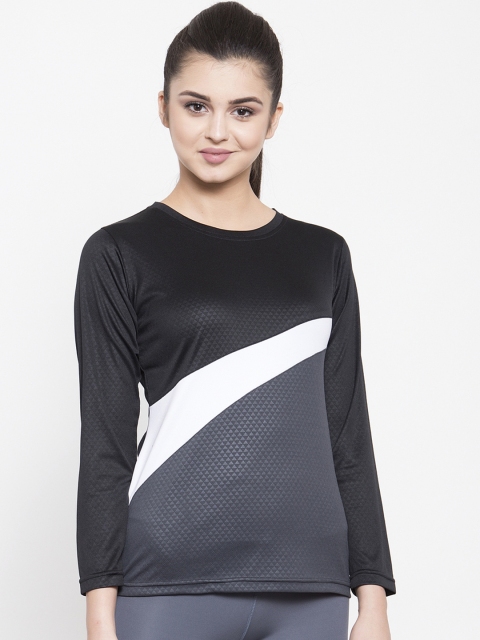 

Boston Club Women Black Colourblocked Round Neck T-shirt