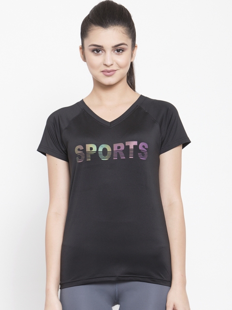 

Boston Club Women Black Printed V-Neck T-shirt