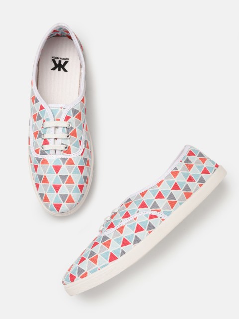 

Kook N Keech Women Blue & Orange Printed Sneakers