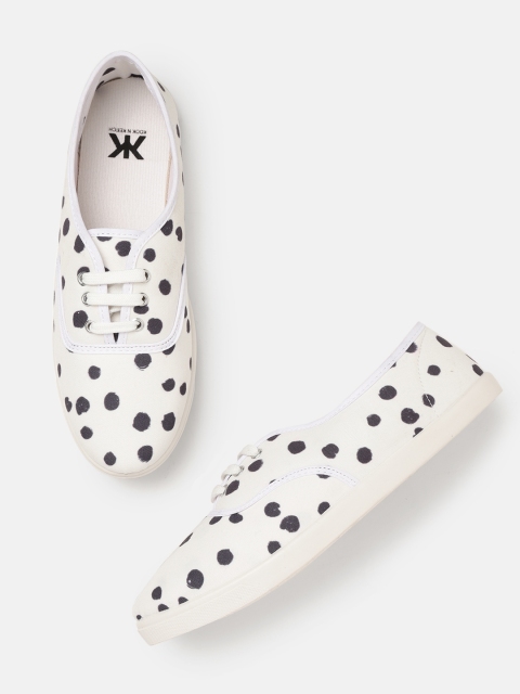 

Kook N Keech Women White & Black Dot Printed Sneakers