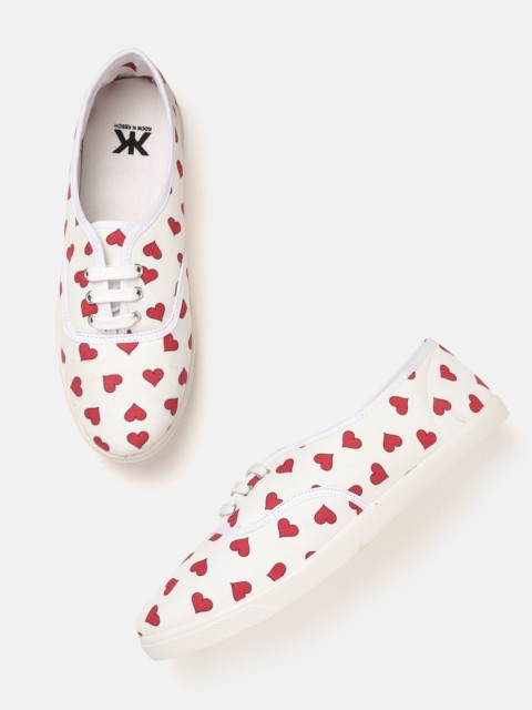 

Kook N Keech Women White & Red Printed Sneakers
