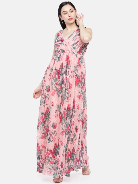 

The Label Life Women Pink Floral Print Maxi Dress