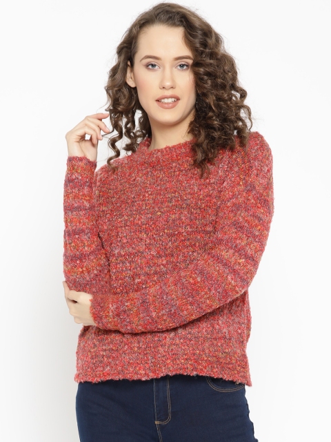 

ONLY Women Red Boucle Pullover Sweater
