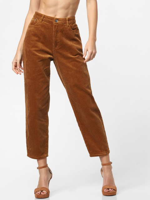 

ONLY Women Brown Corduroy Regular Fit Solid Cropped Trousers