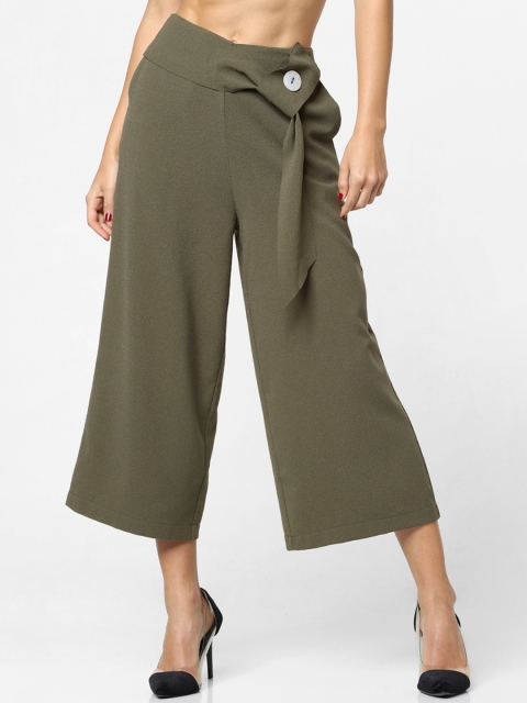 

ONLY Women Olive Green Flared Solid Culottes