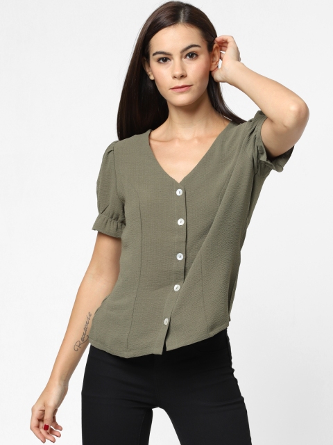 

ONLY Women Olive Green Solid Top
