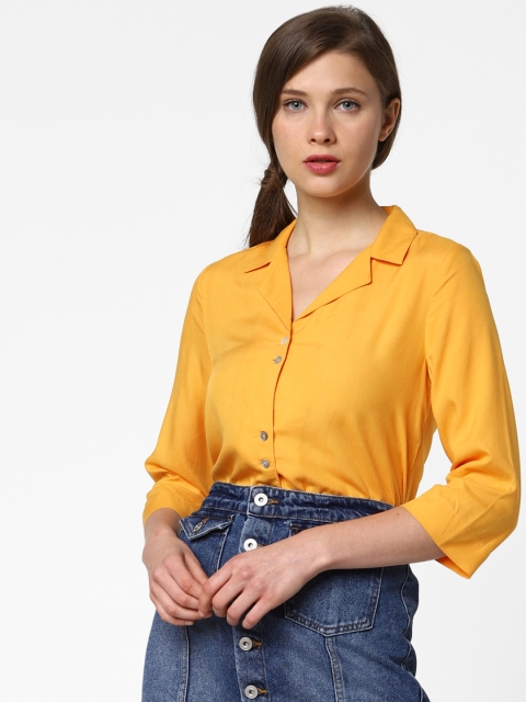 

ONLY Women Yellow Solid Casual Shirt