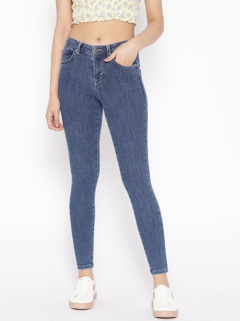 

ONLY Women Blue Skinny Fit Mid-Rise Clean Look Stretchable Jeans