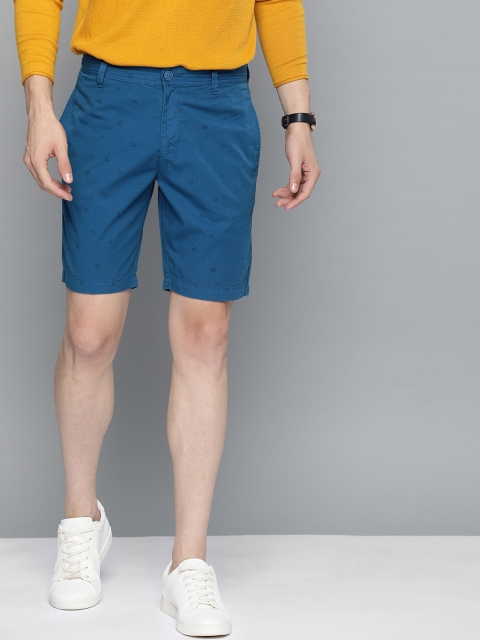 

Mast & Harbour Men Blue Printed Regular Fit Chino Shorts