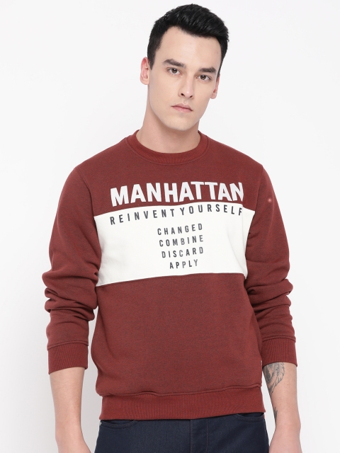 

Duke Men Burgundy & Off White Colourblocked Sweatshirt