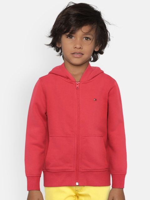 

Tommy Hilfiger Boys Red Solid Hooded Sweatshirt