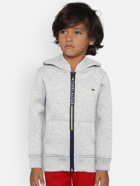 

Tommy Hilfiger Boys Grey Melange Solid Hooded Sweatshirt