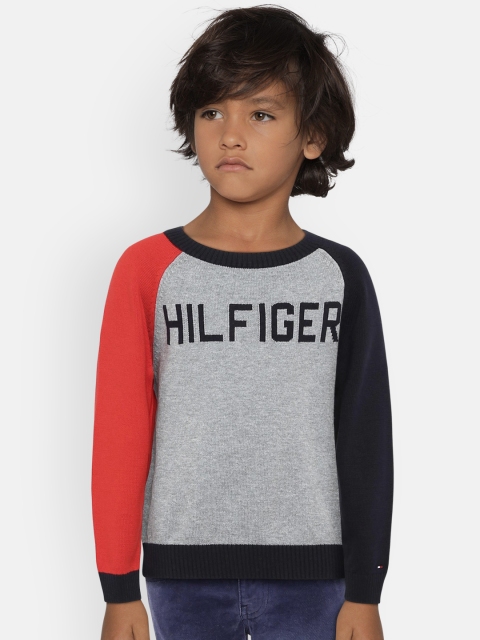 

Tommy Hilfiger Boys Navy Blue Colourblocked Cardigan Sweater, Grey