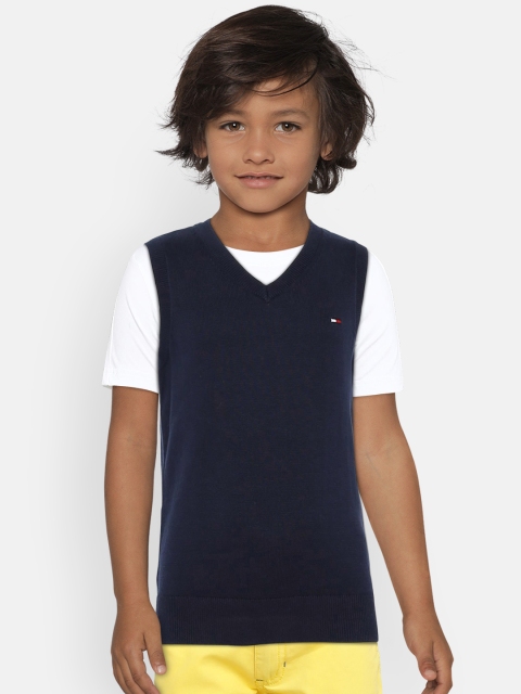 

Tommy Hilfiger Boys Navy Blue Solid Pull-Over Sweater