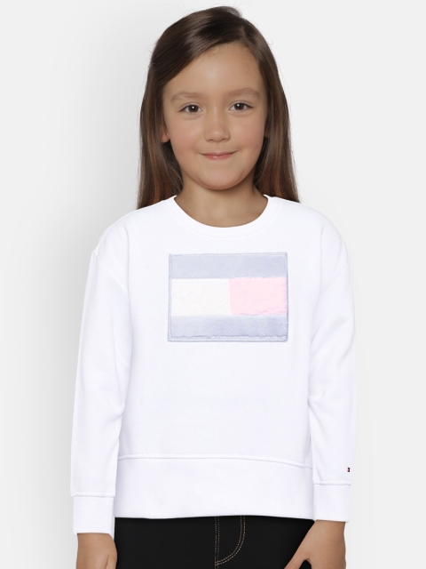 

Tommy Hilfiger Girls White Solid Sweatshirt