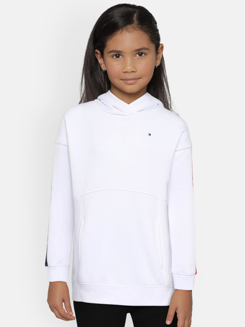 

Tommy Hilfiger Girls White Solid Hooded Sweatshirt