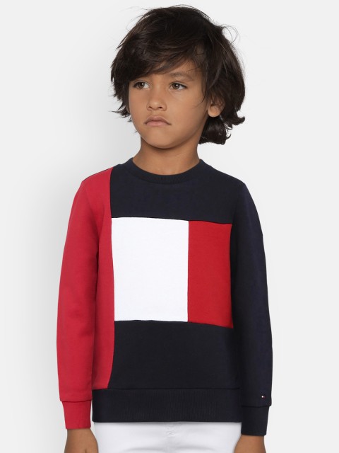 

Tommy Hilfiger Boys Navy Blue & Red Colourblocked Sweatshirt