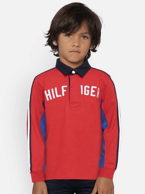 

Tommy Hilfiger Boys Red Printed Polo Collar T-shirt