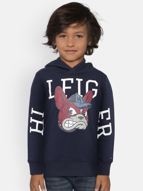 

Tommy Hilfiger Boys Navy-Blue Printed Hooded Sweatshirt