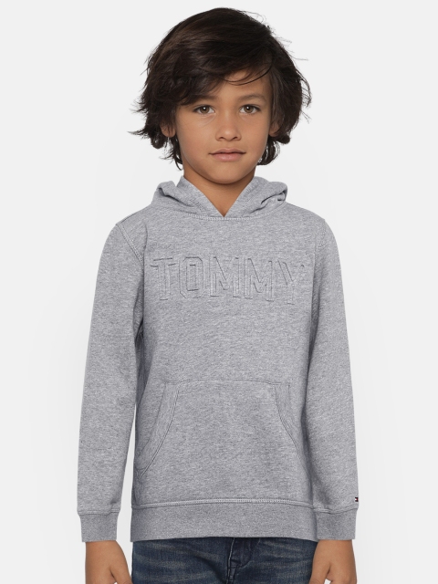 

Tommy Hilfiger Boys Grey Melange Solid Hooded Sweatshirt