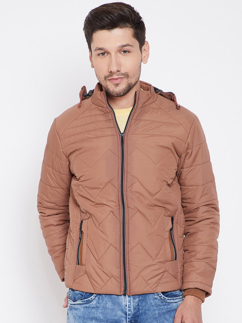 

Adobe Men Tan Brown Solid Windcheater Puffer Jacket