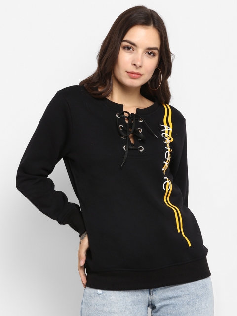 

Lady Stark Women Black & Yellow Solid Sweatshirt