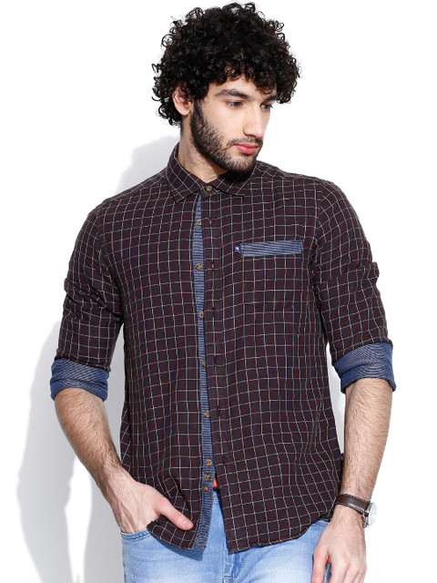 

American Swan Burgundy Checked Smart Fit Casual Shirt