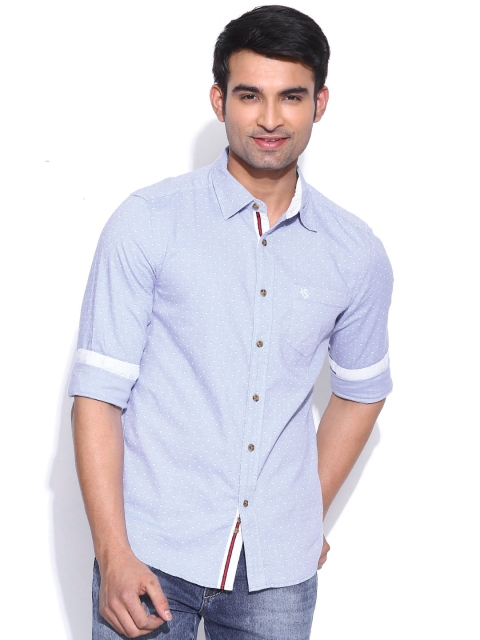 

American Swan Blue Printed Smart Fit Casual Shirt